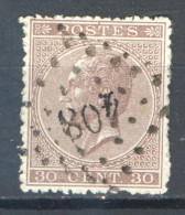 België OCB19 Gestempeld Pt408 Ypres COBA €6 - 1865-1866 Profilo Sinistro