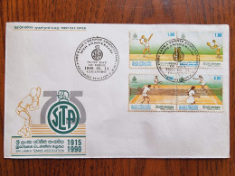 Sri Lanka Tennis Association Stamp FDC First Day Cover 1990 - Sri Lanka (Ceylon) (1948-...)