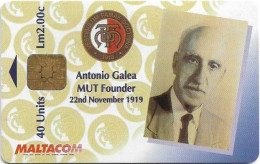 Malta - Maltacom - Antonio Galea MUT Founder, 12.1999, 40U, 10.000ex, Used - Malta