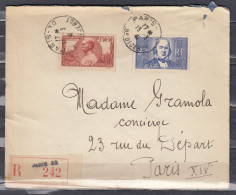 Delcampe - Aangetekende Brief 439+456 Van Paris 30 Diderot Naar Paris XIV - Lettres & Documents