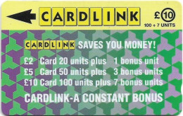 UK (Cardlink) - Jigsaw Design Green, 1CLKE, 10.000ex, Used - Eurostar, Cardlink & Railcall