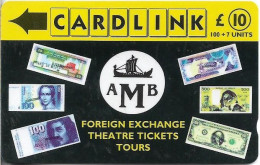 UK (Cardlink) - AMB Foreign Exchange Black, 9CLKA, 10.000ex, Used - Eurostar, Cardlink & Railcall