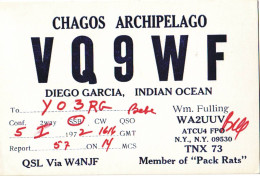 Q 10 - 33 CHAGOS ARCHIPELAGO - 1972 - Radio Amateur