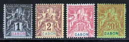 Gabon 1904 Yvert 16 - 17 - 20 - 22 * TB Charniere(s) - Nuevos