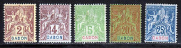 Gabon 1904 Yvert 17 / 19 - 22 - 23 (*) TB Neuf Sans Gomme - Nuevos