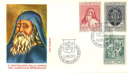 Vatican FDC 1972 Yvert 549 / 551 Cardinal Bessarione - FDC