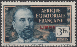 AEF 135 ** MNH Explorateur Louis LIOTARD + Surcharge Rouge FRANCE LIBRE Afrique Equatoriale Française A.E.F. 1940 (1) - Unused Stamps