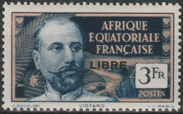 AEF 124 ** MNH Explorateur Louis LIOTARD + Surcharge FRANCE LIBRE Afrique Equatoriale Française A.E.F. 1940 - Unused Stamps