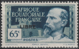 AEF 110 ** MNH Gouverneur Emile GENTIL + Surcharge FRANCE LIBRE Afrique Equatoriale Française A.E.F. 1940 - Nuevos