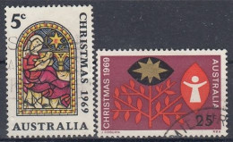 AUSTRALIA 422-423,used,falc Hinged,Christmas 1969 - Usados