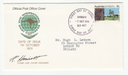 1970 SIGNED FDC Sandgate AUSTRALIA  Cows DAIRY INDUSTRY Cover  Cow Farming - Sobre Primer Día (FDC)