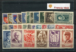 Francia 1943 Completo ** MNH. - 1940-1949