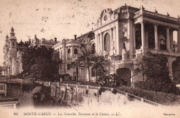 RECTO/VERSO - CPA - MONACO - NOUVELLES TERRASSES ET LE CASINO - CACHET 1919 - Casino