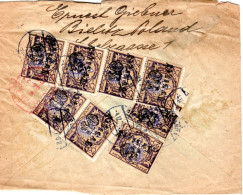 Polska/Poland-England 1923 80000 M (8 Overprinted Stamps) Registered Inflation Cover - Brieven En Documenten