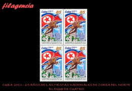 CUBA. BLOQUES DE CUATRO. 2013-36 65 ANIVERSARIO DE LAS FIESTAS NACIONALES DE LA REPÚBLICA POPULAR DEMOCRÁTICA DE COREA - Unused Stamps