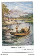 Postcard Japanese Village Life Man On Sampan On River By Houses All British Picture Co. Unposted - Azië
