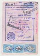 Greece Griechenland 5 Consular Fiscal Revenue Stamps, On Bulgarian Passport Page 1993, Fragment (9822) - Fiscale Zegels