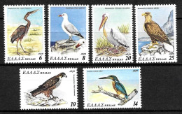 GRECIA 1979 - GREECE - AVES - PAJAROS - YVERT 1350/1355** - Unused Stamps