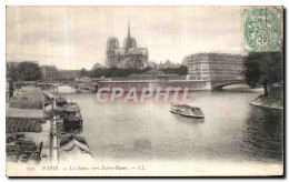 CPA Paris La Seine Vers Notre Dame - La Seine Et Ses Bords