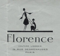 MODE HAUTE COUTURE PARIS 1930  ENTETE EN RELIEF ENCRE NOIRE « Florence »  Essayage Avec Couturière Paris Pour Mme Fabre - 1900 – 1949