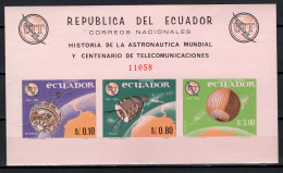 Ecuador 1966 Space ITU Centenary S/s Imperf. MNH - América Del Sur