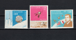 Ecuador 1966 Space, French And American Space Successes, JFK Kennedy Set Of 3 MNH - South America