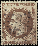 FRANCE - 1867 YV.30h 30c Empire Lauré Fond Ligné Obl. Éoile 5 De PARIS - Défectueux - 1863-1870 Napoléon III Lauré