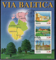 Estonia Stamp Sc#289-(1995)- S/S  Sheet - BLOCK Via Baltica  USED (0) - Estonie