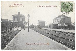 CPA Amougies, La Gare, Arrivée D'un Train - Mont-de-l'Enclus