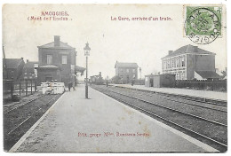 CPA Amougies, La Gare, Arrivée D'un Train - Kluisbergen