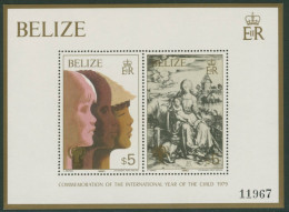 Belize 1980 Jahr Des Kindes Dürer Madonna Mit Katze Block 16 Postfrisch (C22507) - Belice (1973-...)