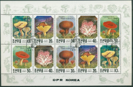 Korea (Nord) 1991 Pilze: Goldblatt, Hahnenkamm 3186/90 K Gestempelt (C30556) - Korea (Nord-)