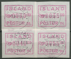 Island ATM 1993 Freimarke Automat 04, Satz 4 Werte, ATM 2.2 S2 Gestempelt - Franking Labels