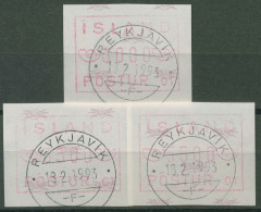 Island ATM 1983 Freimarke Automat 01, Satz 3 Werte, ATM 1.1.1 C S13 Gestempelt - Automatenmarken (Frama)