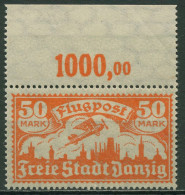 Danzig 1923 Flugpostmarken Mit WZ 3 Y Mit Oberrand, 134 OR Postfrisch - Ungebraucht
