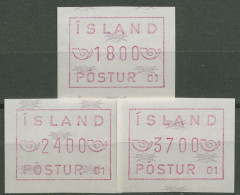 Island ATM 1983 Freimarke Automat 01, Satz 3 Werte, ATM 1.1.2 C S8 Postfrisch - Franking Labels