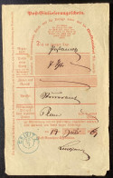 CRIVITZ 1869 SEHR SELTEN IN BLAU, Mecklenburg-Schwerin Nachverwendeter-Stempel Auf NDP Postschein (Brief - Covers & Documents