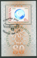Litauen 1998 80 Jahre Post Emblem Mit Hologramm Block 14 Gestempelt (C63141) - Lituania