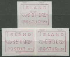 Island ATM 1983 Freimarke Automat 01, Satz 3 Werte, ATM 1.1.2 C S13 Postfrisch - Franking Labels