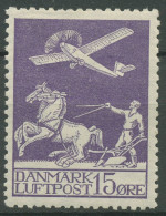 Dänemark 1925 Flugpost Pflügender Bauer Flugzeug 144 Mit Falz - Gebraucht