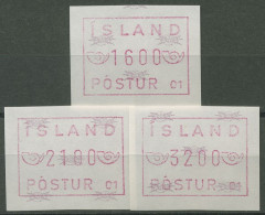 Island ATM 1983 Freimarke Automat 01, Satz 3 Werte, ATM 1.1.2 C S7 Postfrisch - Vignettes D'affranchissement (Frama)