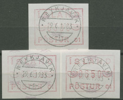 Island ATM 1983 Freimarke Automat 01, Satz 3 Werte, ATM 1.1.1 B S1 Gestempelt - Vignettes D'affranchissement (Frama)