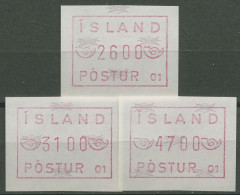 Island ATM 1983 Freimarke Automat 01, Satz 3 Werte, ATM 1.1.2 C S12 Postfrisch - Franking Labels