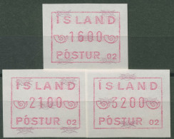 Island ATM 1983 Freimarke Automat 02, Satz 3 Werte, ATM 1.2 C S7 Postfrisch - Franking Labels