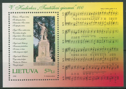 Litauen 1998 Nationalhymne, Kudirka-Denkmal Block 13 Postfrisch (C60462) - Lithuania