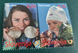 SLOVENIA 2010 Tina Maze Petra Majdic Olympic Games Used Stamps - Slovénie