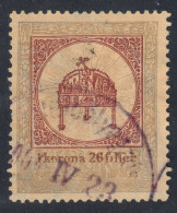 1903 Hungary Croatia Slovakia Vojvodina Serbia Romania Transylvania K.u.k Kuk Revenue Tax Stamp CROWN 1 K 26 Fill - Fiscale Zegels