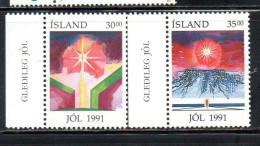 ISLANDA ICELAND ISLANDE 1991 CHRISTMAS NATALE NOEL WEIHNACHTEN NAVIDAD JOL COMPLETE SET SERIE COMPLETA MNH - Ongebruikt