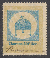 1903 Hungary Croatia Slovakia Vojvodina Serbia Romania Transylvania K.u.k Kuk - Revenue Tax Fiscal Holy CROWN 2 K 50 F - Fiscali