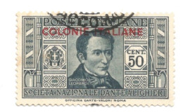 (COLONIE E POSSEDIMENTI) 1932, EMISSIONI GENERALI, SOCIETÀ DANTE ALIGHIERI, 50c - Francobollo Usato - Emissions Générales